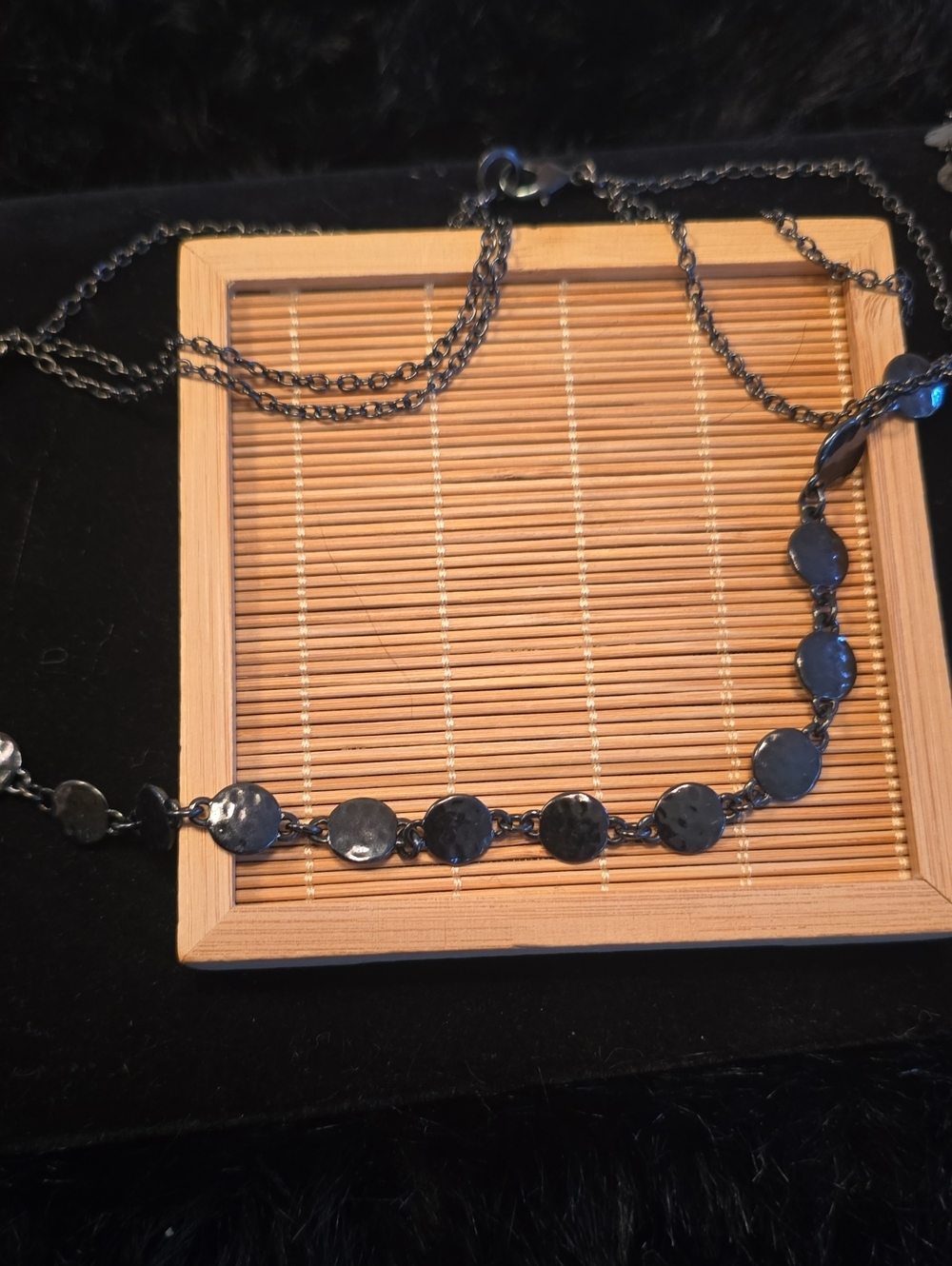 Women’s Black Disc Chain Necklace - Stylish Layered Look
